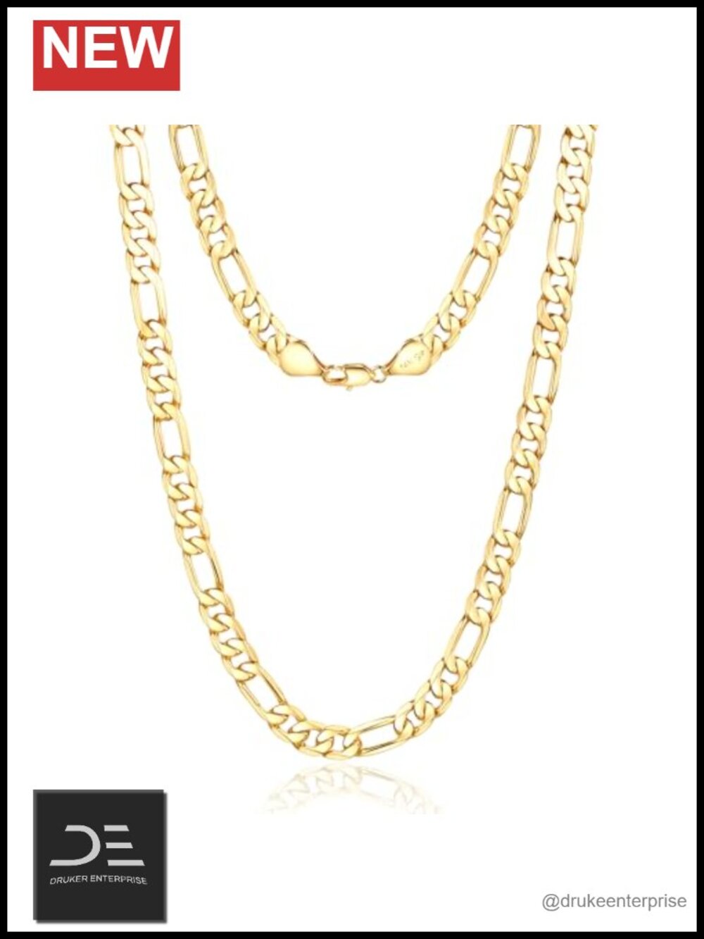 14k Gold Figaro Chain Necklace Men Women Dainty Gift 7mm